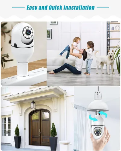 Miniatura 2 de UPULTRA 2PK - Cámara de seguridad de bombilla de luz, cámaras de seguridad inalámbricas de 360° para seguridad del hogar en interiores y exteriores