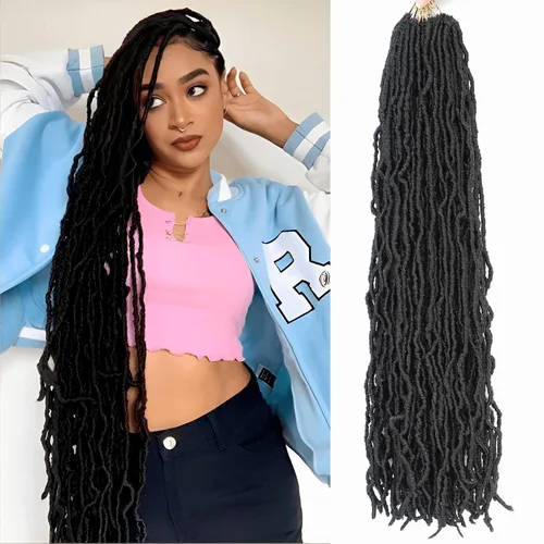 Miniatura 37 de Extensiones de cabello de ganchillo suaves de 22 pulgadas, 7 paquetes de rastas sintéticas preenlazadas para mujeres negras, extensiones de cabello