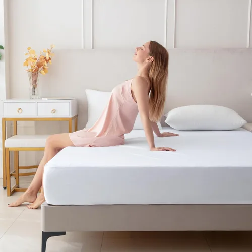 Miniatura 5 de Protector de colchón de rizo de algodón de alta calidad, 100% impermeable, ultrasuave y transpirable, funda de cama refrescante sin ruido, lavable a