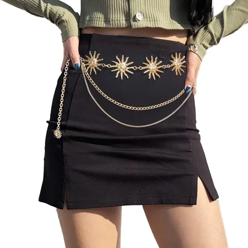 Miniatura 2 de Cinturón de cadena de metal de varias capas para mujer, estilo bohemio, para el sol, para el vientre, para la cintura