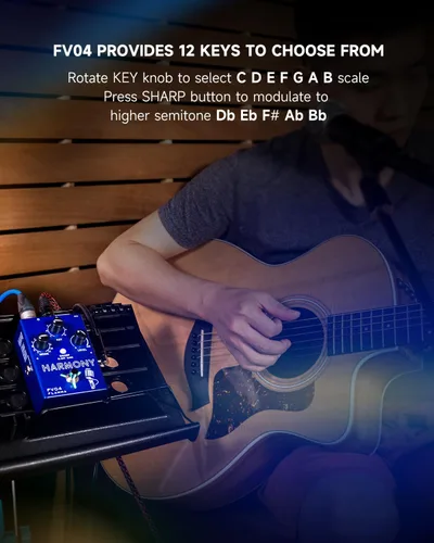 Miniatura 2 de FLAMMA FV04 Pedal de Armonía Vocal Procesador de Efectos Vocales Stompbox Armonizador de Micrófono de Voz con Reverb 12 Tonos con 11 Modos de FV04