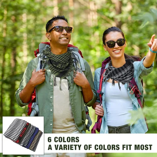 Miniatura 6 de 8 unidades de bufanda táctica Shemagh militar del desierto para la cabeza árabe para hombres y mujeres, envoltura árabe keffiyeh con borlas