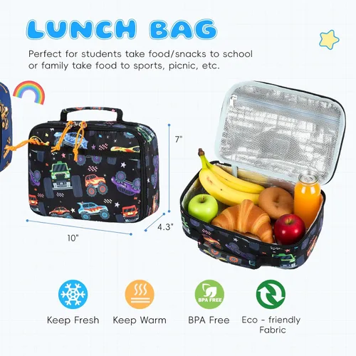 Miniatura 98 de CAMTOP - Conjunto de mochila y lonchera con estampados divertidos para niños de preescolar y primaria), Y0058-2
