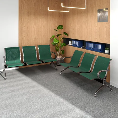 Miniatura 49 de Kinfant Silla de sala de espera de 2 asientos, sillas de recepción de invitados de oficina con respaldo ergonómico, banco de espera de aeropuerto