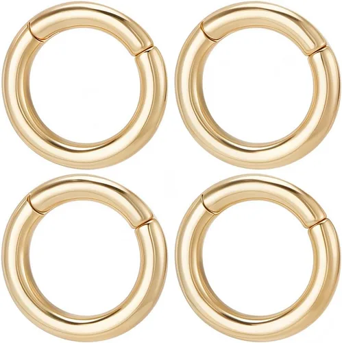 Miniatura 19 de SUNNYCLUE 1 caja de 6 piezas de 3 tamaños de latón ovalados llaveros de puerta de resorte, pequeño llavero de oro de 18 quilates, mosquetón, cierres