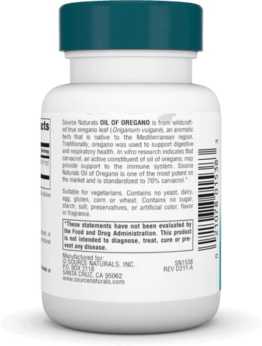 Miniatura 3 de Source Naturals Aceite Wellness de Orégano - Estandarizado al 70% de Carvacrol - 30 Cápsulas Vegetarianas