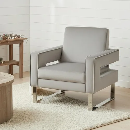 Silla decorativa de terciopelo, moderna silla decorativa gris para sala de estar, silla tapizada para sala de estar para oficina en casa, base