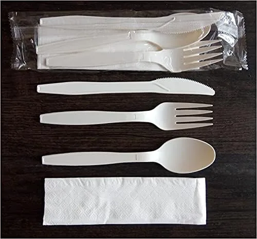 Miniatura 8 de Juego de utensilios envueltos individualmente de peso medio, ideal para picnic, barbacoa, suministros de fiesta, restaurante, viaje y campamento