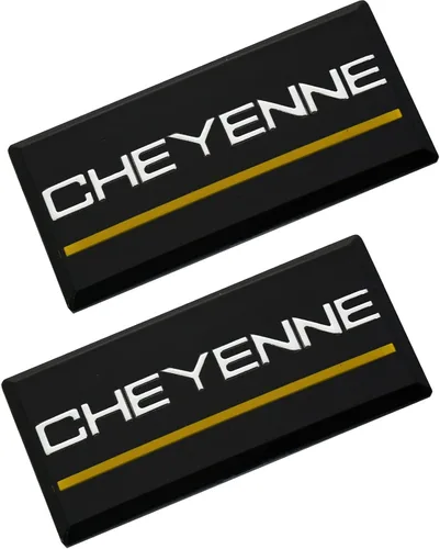 SSDD 2 emblemas de cabina Cheyenne de repuesto para pilar de techo lateral Chevrolet 88-94 placa de identificación 3D (cromo/amarillo)