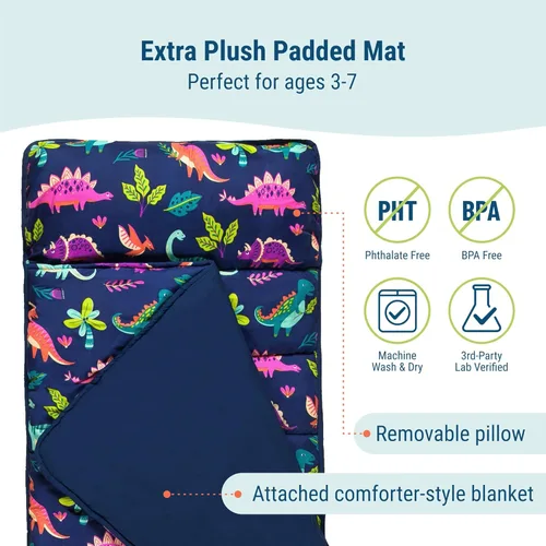 Miniatura 3 de Wildkin Tapete infantil de microfibra para siesta con almohada para niños y niñas, tapete suave y acogedor para guardería, preescolar, jardín