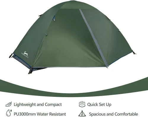 Miniatura 3 de MC TOMOUNT - Tienda de campaña para mochileros para 1-2 personas, impermeable, ligera, de doble capa, poste de aluminio independiente para acampar