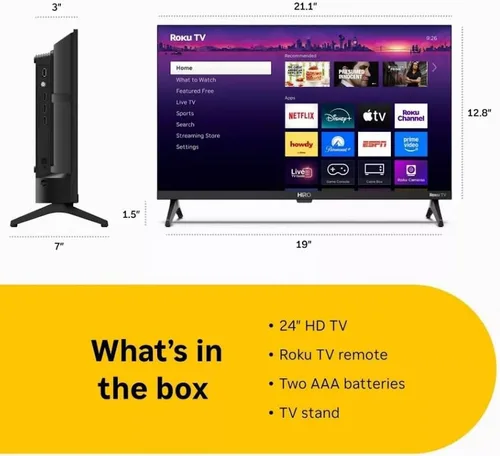 Miniatura 2 de Roku Hiro H24C2C4 - Televisor LED inteligente de pantalla plana HD de 24 pulgadas y 720p con audio Dolby para transmisión, con Wi-Fi, Bluetooth