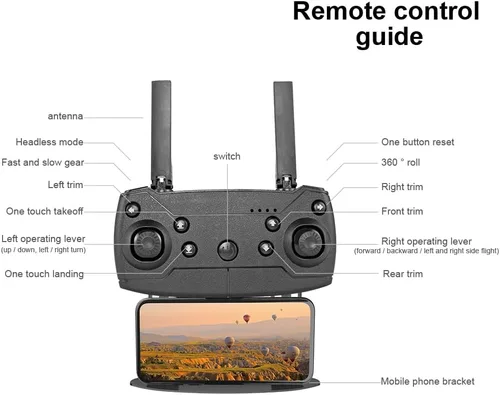 Miniatura 8 de Sonilco Mini dron E99 con doble cámara, retención de altitud, despegue/aterrizaje con una tecla, diseño plegable, giroscopio, modo sin cabeza, 2
