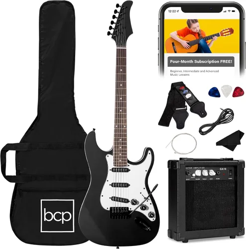 Miniatura 17 de Best Choice Products Kit de iniciación de guitarra eléctrica para principiantes de tamaño completo de 39 pulgadas con funda, correa, amplificador