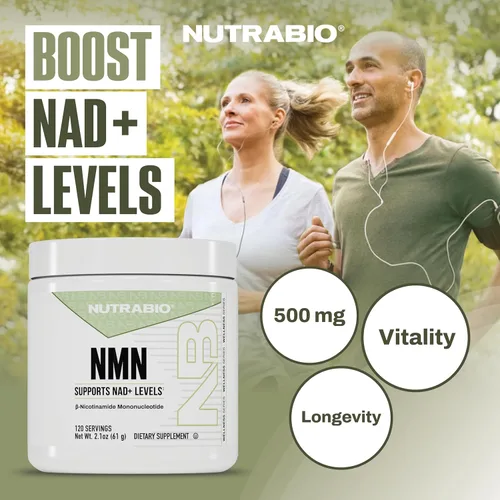 Miniatura 6 de NutraBio NMN - Suplemento NAD, apoyo a la longevidad, aumenta los niveles de NAD, incrementa la energía celular, salud cerebral, envejecimiento