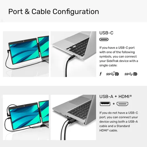 Miniatura 7 de SideTrak Extensor de Monitor Portátil Conectable Giratorio de 14 pulgadas, Pantalla Dual FHD TFT para Laptop con Soporte + Bisagra Giratoria Única