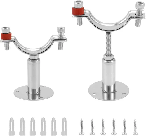Miniatura 8 de QWORK Abrazadera de soporte de tubo de 2 pulgadas, paquete de 2 soportes de pared y techo de acero inoxidable 304, altura ajustable de 1.969-3.937