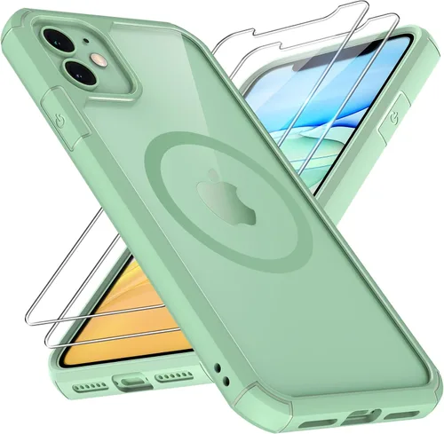 Miniatura 48 de TAURI Funda magnética 2 en 1 transparente para iPhone 14 Pro, compatible con Magsafe [no amarillenta] con protector de pantalla, protección de grado