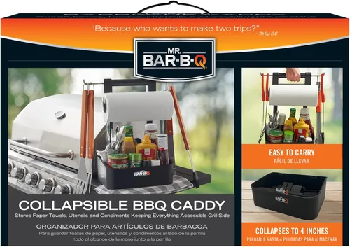 Mr. Bar-B-Q Organizador plegable para parrilla, almacena todos tus accesorios de barbacoa en un solo lugar, perfecto para cocinar al aire libre,