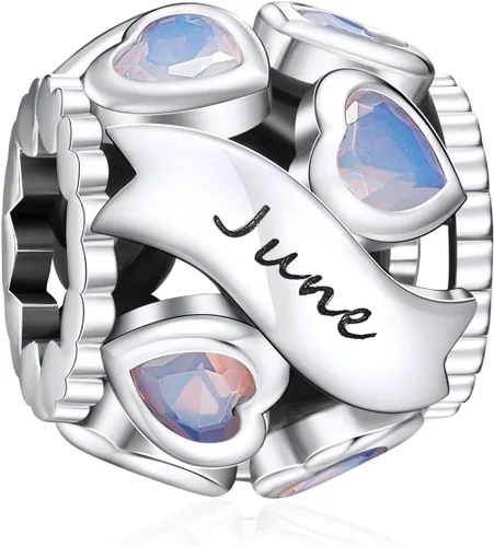 Miniatura 83 de Abalorio de plata de ley 925 con piedra natal de Ningan, abalorio de corazón para pulseras y collares, regalo de cumpleaños para mujeres y niñas