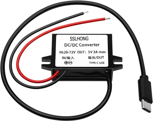 Miniatura 8 de Convertidor de adaptador de corriente CC CC 20-72V a 5V Salida micro USB 12V 24V 36V 48V 60V a 5V 3A 15W módulo reductor impermeable transformador