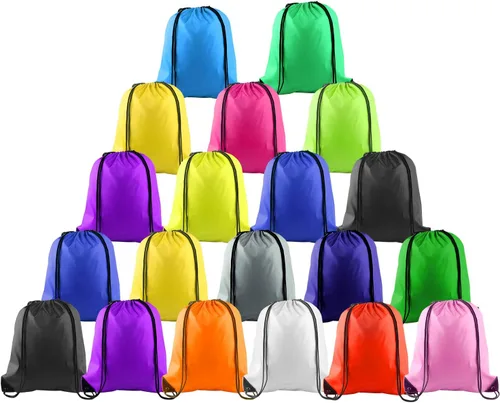 KUUQA Mochila deportiva con cordón, 20 unidades, con cordón, mochila de gimnasio a granel para escuela, gimnasio, deportes, viajes, Varios colores,