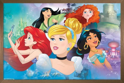 Miniatura 12 de Trends International Disney Princess - Póster de pared de Gaze, 14.72 x 22.37 pulgadas, versión enmarcada de madera de granero