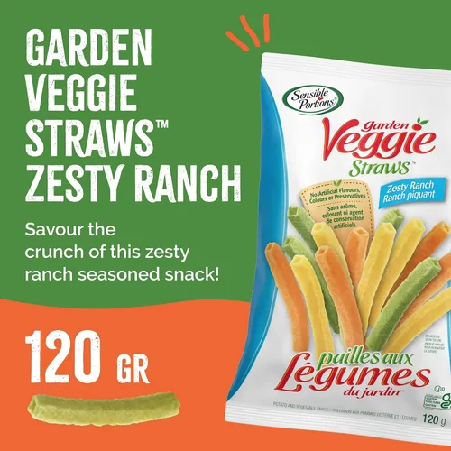 Miniatura 4 de Sensible Portions Veggie Straws, Zesty Ranch, 120g/4.2 oz. (Importado de Canadá)