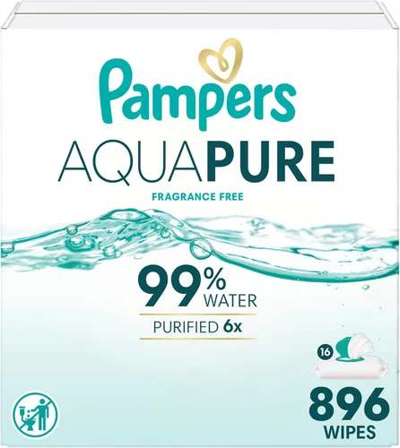 Miniatura 22 de Pampers Aqua Pure Toallitas para bebé, 99% agua, sin fragancia, 336 toallitas para bebé en total (6 paquetes con tapa de apertura)