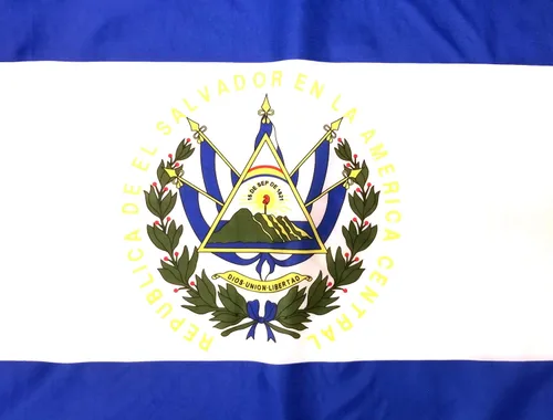 Miniatura 2 de Bandera de El Salvador, 100% poliéster, 3x5, doble costura, interior, azul y blanco, para el Día de la Independencia de El Salvador