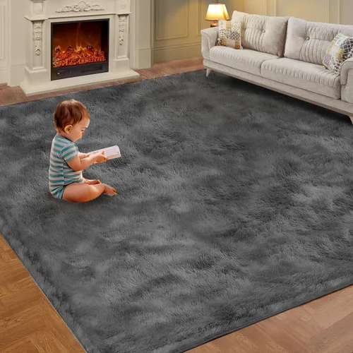 Miniatura 10 de Alfombra de área grande de 8x10 pies, alfombra shag esponjosa para dormitorio, alfombras suaves para guardería, alfombras peludas para habitación