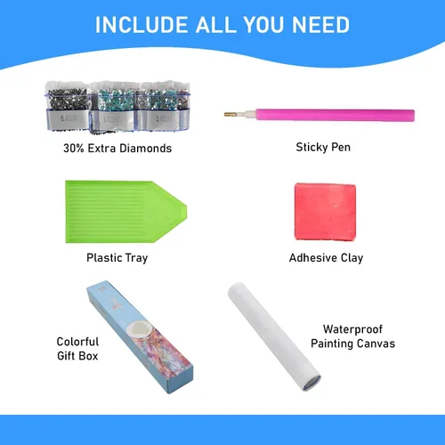 Miniatura 4 de Ezzo Kit de pintura de diamante 5D para adultos, 20 x 16 pulgadas, juego de arte de bricolaje por números, arte de diamantes con forma espacial