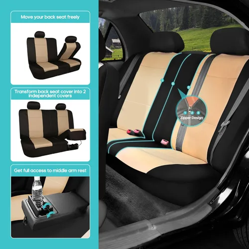 Miniatura 3 de FH Group Juego completo de fundas de neopreno impermeables para asiento de automóvil, de tres filas y 7 plazas, listas para bolsa de aire