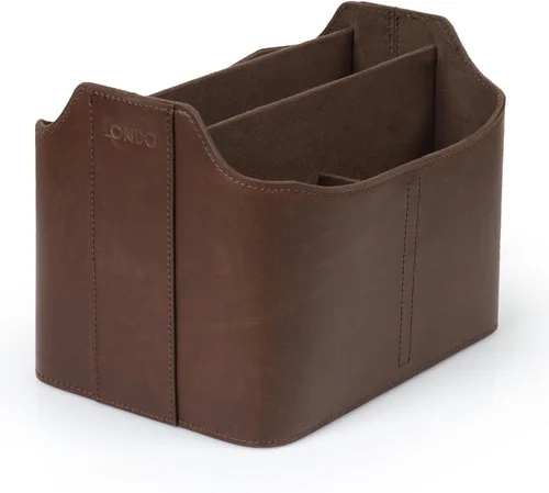 Miniatura 12 de Londo soporte para control remoto de cuero PU, organizador de escritorio para suministros de oficina con ranura para tableta, cepillo de maquillaje