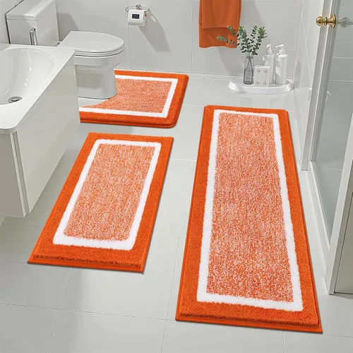Miniatura 49 de Pauwer Juego de baño, alfombras de baño antideslizantes, alfombras de ducha absorbentes para suelo de baño, bañera y ducha, color azul aguamarina