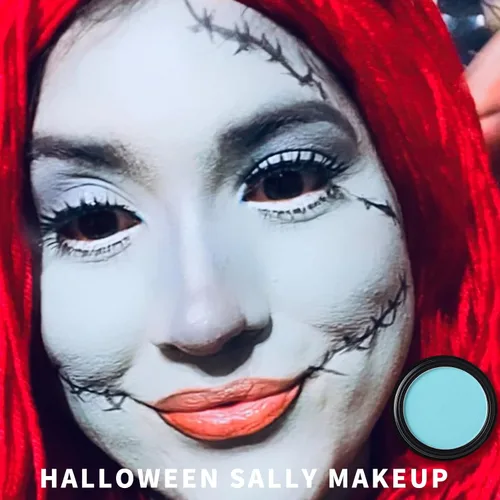 Miniatura 5 de MEICOLY Sombra de ojos azul claro, sombra de ojos mate en polvo prensado turquesa intensa, sombra azul turquesa para Halloween, maquillaje pitufo