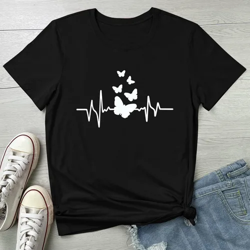 Miniatura 2 de BLACKMYTH Camisetas gráficas lindas de algodón con diseño de mariposas para mujer