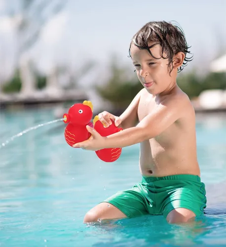 Miniatura 7 de DolliBu Seahorse Bath Buddy Squirter - Juguete de baño flotante de goma de caballito de mar rojo, divertido juego de baño para niños pequeños, lindo