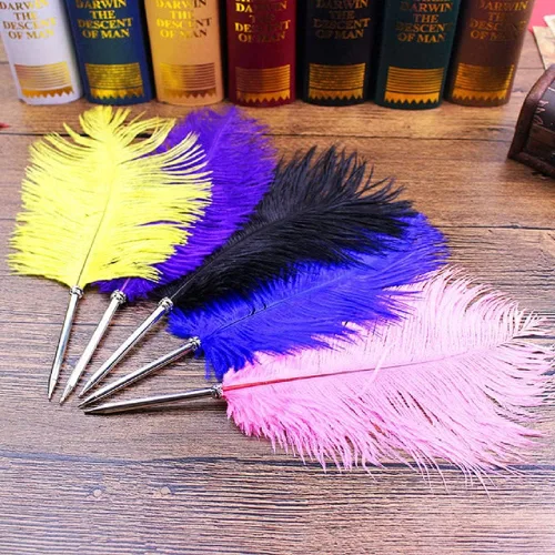 Miniatura 2 de Bolígrafo de pluma de avestruz grande, bolígrafo de escritura para recepción de boda, bolígrafo de regalo para niños