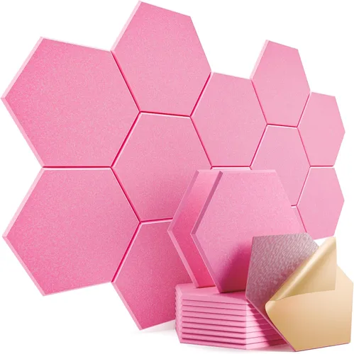 Miniatura 26 de Paquete de 12 paneles acústicos autoadhesivos de 12 x 10 x 0.4 pulgadas, paneles de espuma a prueba de sonido con alta densidad, elegante diseño
