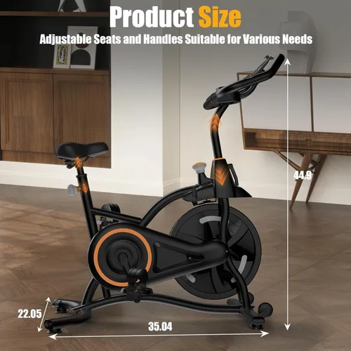 Miniatura 5 de Hillhub Bicicleta estática, bicicletas estacionarias para el hogar con sensor de pulso de agarre y ajuste de resistencia continuo, bicicleta de Negro