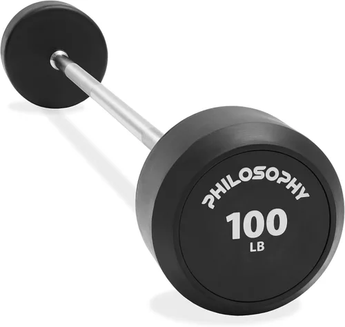 Miniatura 11 de Philosophy Gym Barra fija de goma, barra recta de peso precargada para entrenamiento de fuerza y levantamiento de pesas