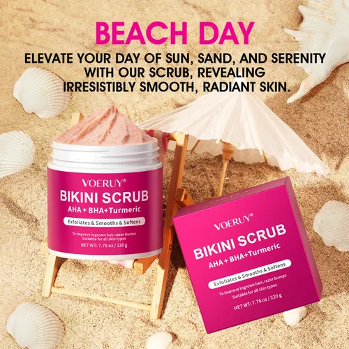Miniatura 4 de Exfoliante para el área de bikini con 10% AHA+BHA y cúrcuma, para vello encarnado y granos por afeitado en el área de bikini y axilas, exfoliante