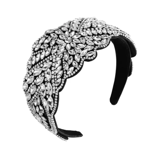 Miniatura 20 de Diadema de moda para mujer, diadema decorativa de diamantes de imitación anchos para mujer, accesorios para el cabello para mujeres y niñas