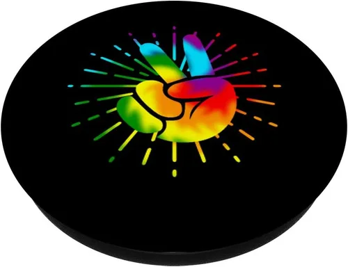 Miniatura 3 de Peace Sign Retro Hand Symbol Tie Dye 60s 70s Hippie Pattern PopSockets PopGrip: Swappable Grip for Phones & Tablets