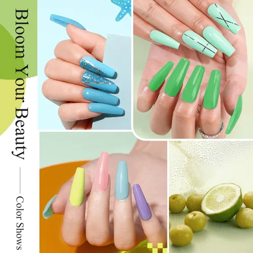 Miniatura 5 de Honey Joy Juego de 8 piezas de polvo de inmersión fino para inmersión en polvo, sistema de color de uñas en polvo, rosa claro de verano, violeta