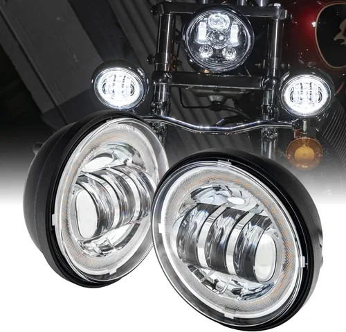 Miniatura 9 de TRUE MODS 2 piezas de 11.4 cm Osram LED Harley luz antiniebla de paso [acabado negro] luz antiniebla de paso para motocicleta Harley Davidson