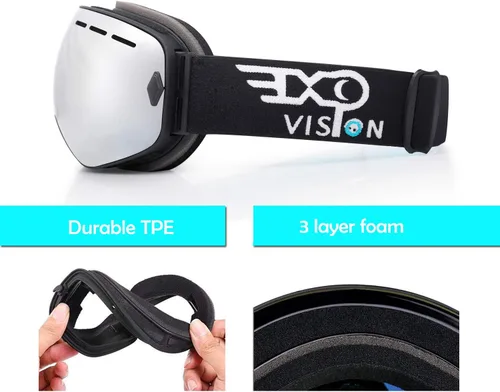 Miniatura 2 de EXP VISION Gafas de esquí de snowboard para hombres, mujeres y jóvenes, antiempañamiento OTG, gafas de nieve de invierno, lentes desmontables