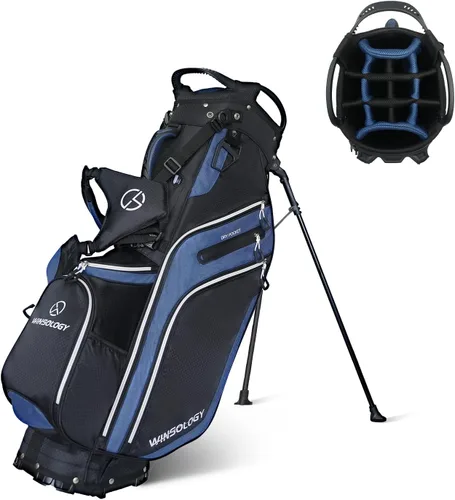 Miniatura 9 de Bolsa de golf profesional con soporte, 14 compartimentos en la parte superior con divisores de longitud completa, bolsa ligera de transporte