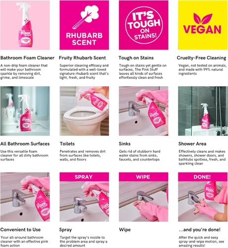 Miniatura 6 de Stardrops - The Pink Stuff - Limpiador en espuma para baños Miracle 750 ml - Para baños, azulejos, espuma de jabón, sarro, sin marcas
